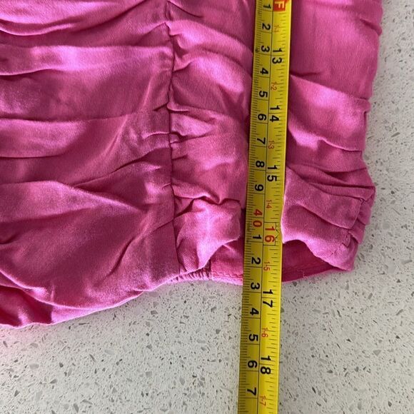 NWOT Free People Pink Cropped Top Long Sleeve Ruched Feminine Boho Retro Viscose - Picture 10 of 11